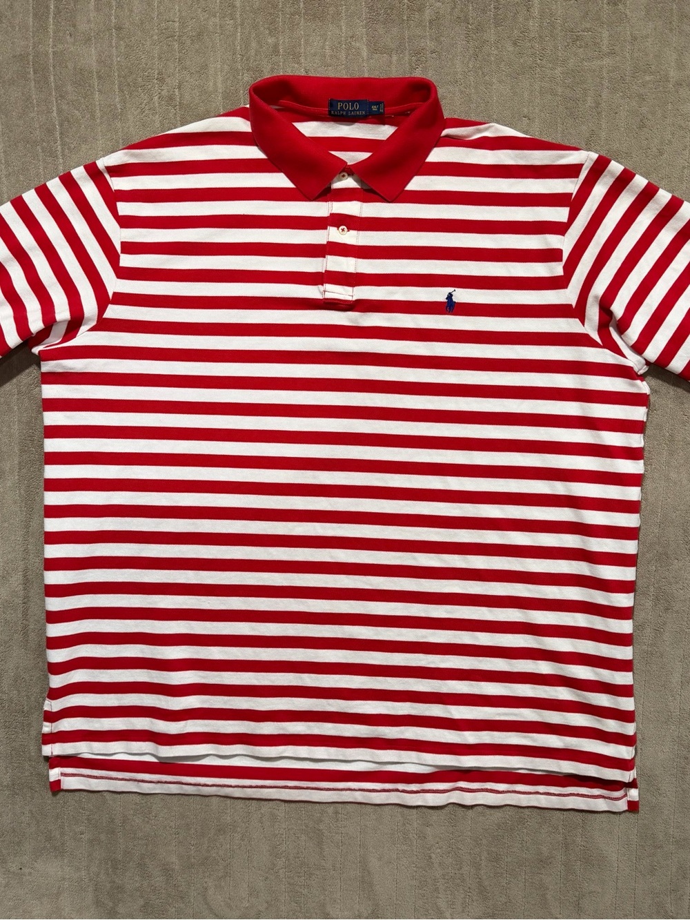 Polo Ralph Lauren Red White Striped Royal Blue Pony Men’s 4XLT Short Sleeve Golf